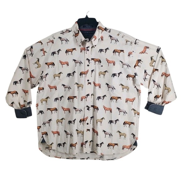 Vtg Y2K Davey Jones Tommy Hilfiger Shirt Mens XL Button LS Horses Equestrian - Picture 5 of 10